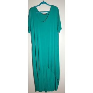 LIVD Womens Green Maxi Dress Short Sleeve V Neck High Low‎ Casual Comfy